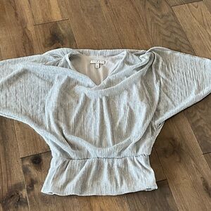 Chaus Light Gray Pleated V-Neck Women's Blouse